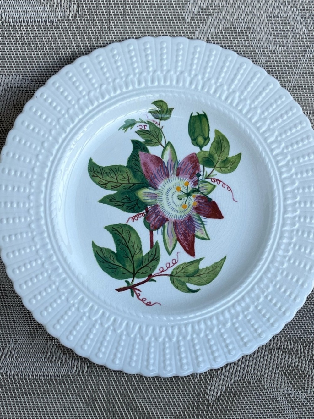 Royal Cauldon Plate Bristol Ironstone Flowers of the Caribbean Passion Flower